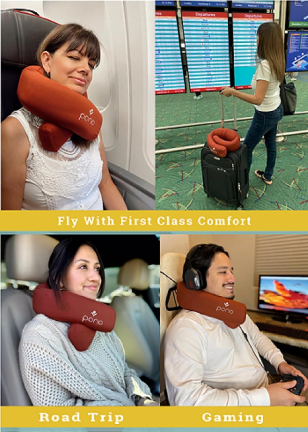Pono Neck Cradle Travel Pillow: Memory Foam, Ergonomic 360° Adjustable Support, Prevents Neck Pain/Head Nods. Infinity Shape Fits All Adults. Foldable Design for Easy Portability (Twilight Slate)