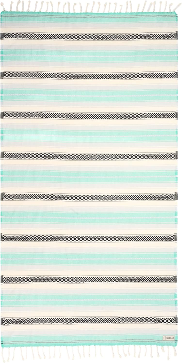 Sand Cloud Turkish Beach Towel - Sand Free - 100% Organic Turkish Cotton Yarn - Quick Dry Towel for Beach, Picnic Blanket or Throw - As Seen on Shark Tank - Tie Dye (Mint Baja)