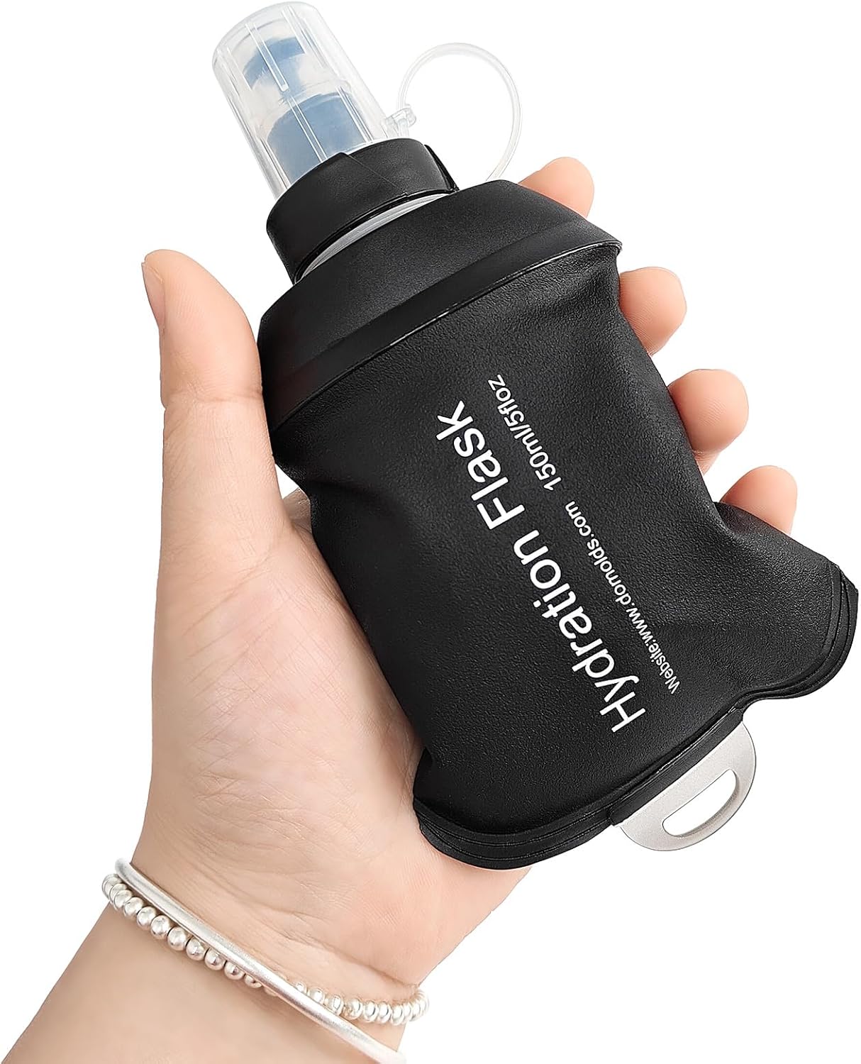 GYGYL Soft Flask, TPU Collapsible Soft Water Bottle for Hydration Pack, Running Vest, Leak-Proof Folding Water Bottle for Hiking Cycling Climbing Jogging-150ml Black