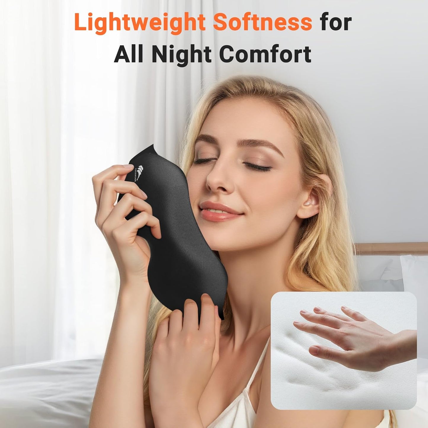 Eye Masks for Sleep Light Blocking: Lightweight 3D Contoured Eye Mask for Lash Extensions - Adjustable Strap Washable Zero Pressure - Perfect for Men Women Airplane Travel Yoga Meditation (Black)