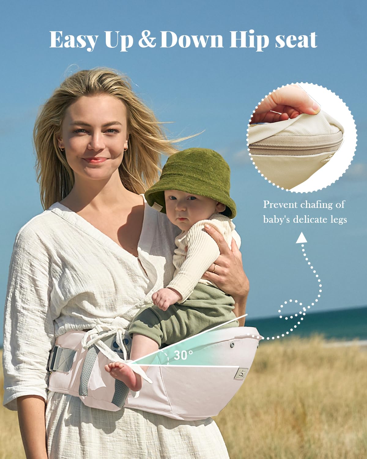 Baby Carrier Newborn to Toddler, 6-in-1 Baby Carrier, Adjustable Detachable Infant Baby Hip Seat Carrier for 7-50lbs