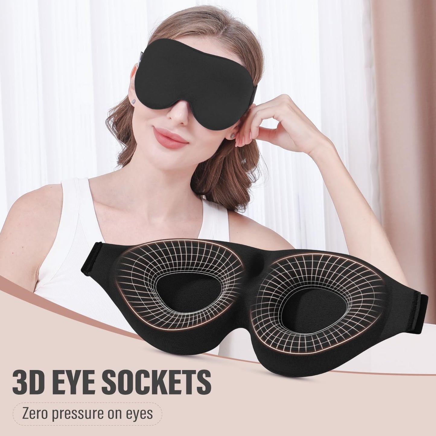 YIVIEW Sleep Mask for Side Sleeper, Complete Light Blocking 3D Sleeping Eye Mask, Soft Breathable Eye Cover for Women Men, Relaxing Zero Pressure Night Blindfold