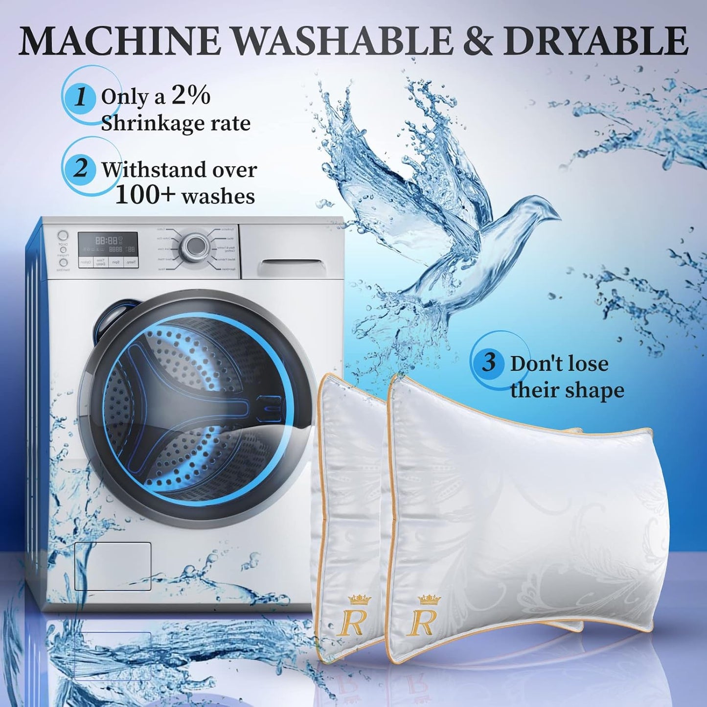 Royal Therapy King White Goose Feathers and Down Pillow, Premium White Bed Sleeping Breathable