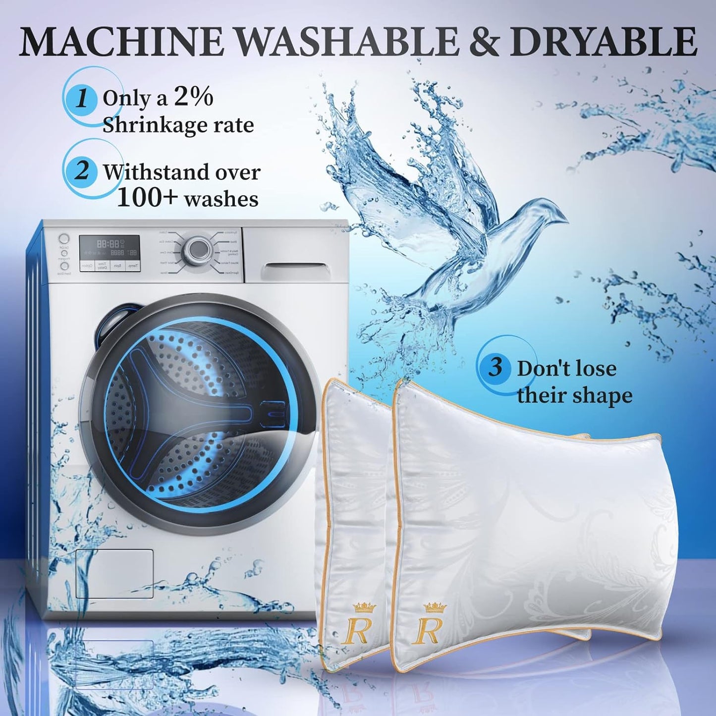 Royal Therapy White Goose Feathers and Down Pillow, Premium White Bed Sleeping Breathable