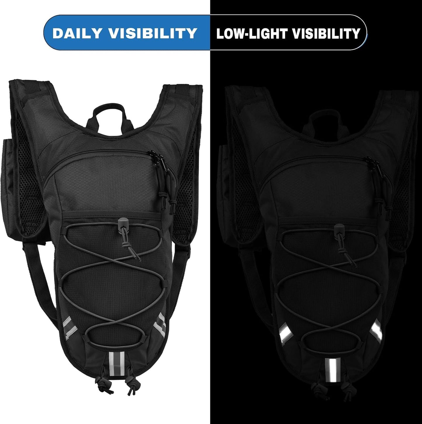 Lightweight Hydration Backpack 2L Water Bladder Pack for Running, Cycling, Hiking – Anti-Theft Water Backpack with Phone Holder, Trekking Pole Holder & Reflective Strips for Men & Women