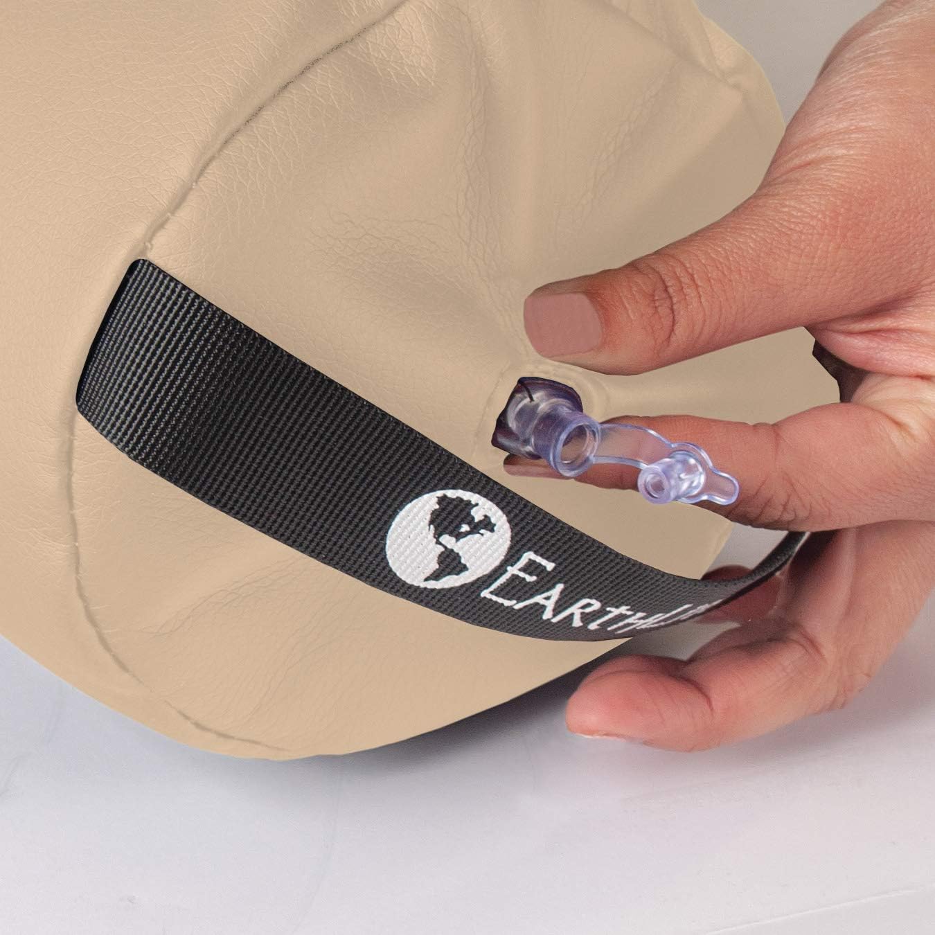 EARTHLITE Bolster Pillow Stowaway – Inflatable Massage, Travel & Leg Bolster, 100% PU Upholstery incl. Carry Strap/Adjustable Firmness/Back Pain Relief