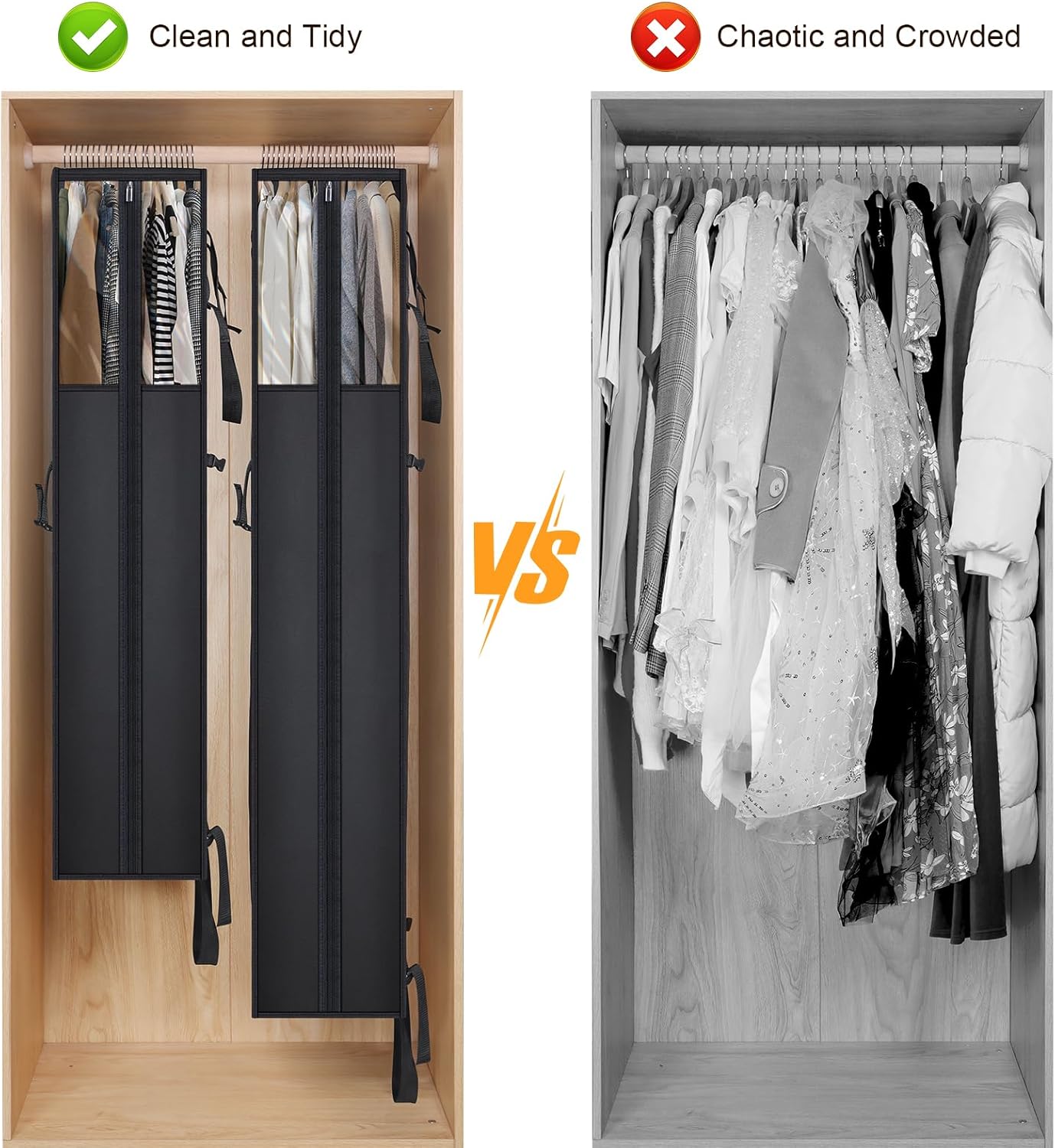 Univivi Garment Bags for Hanging Clothes, 50" Heavy Duty Suit Bags, Extra Capacity Clothes Bags for Moving, Suit Cover with Handles and Buckle Straps for Suit, Coat, Jacket