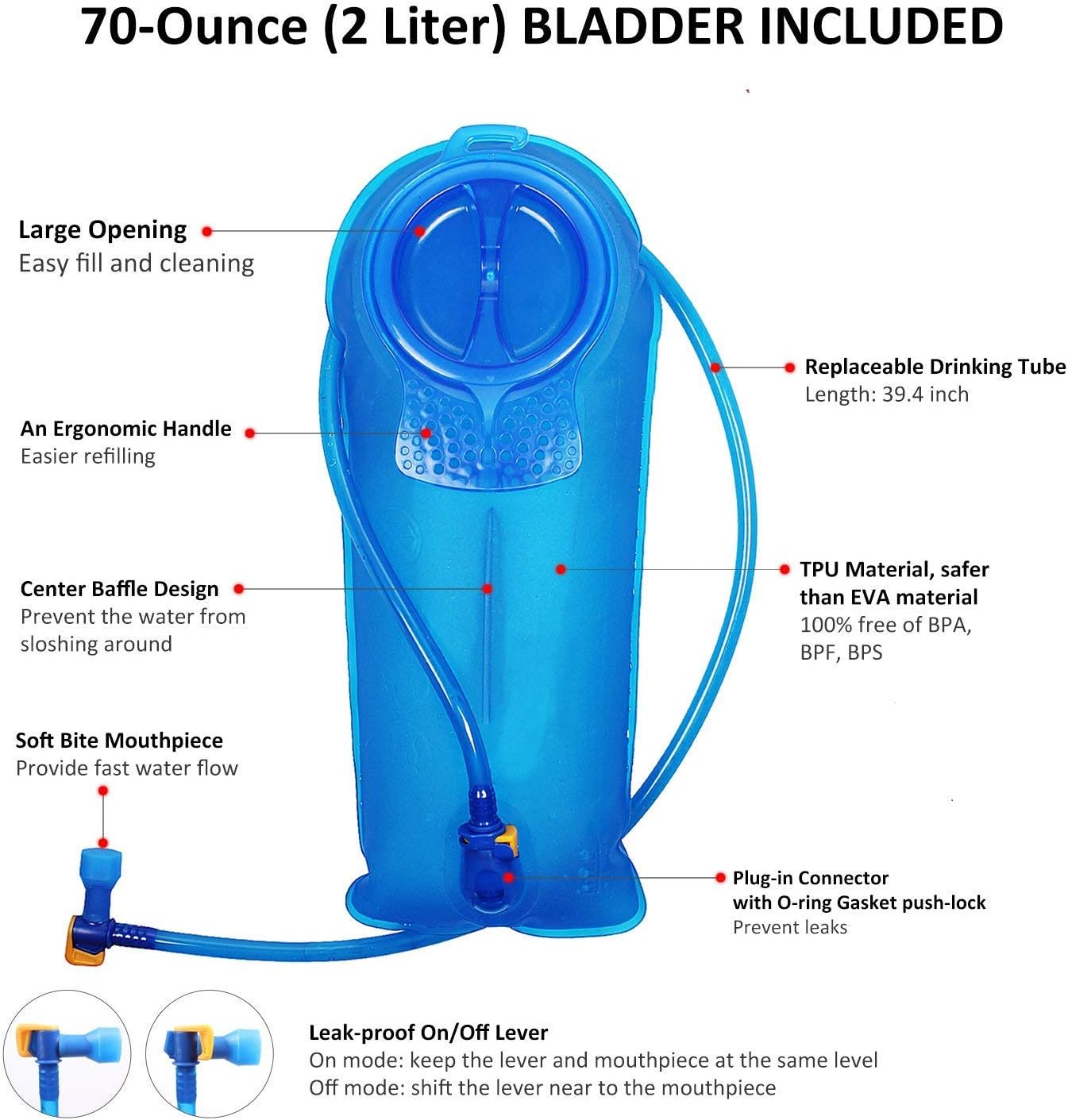 Unigear Hydration Pack Backpack with 70 oz 2L Water Bladder for Running, Hiking, Cycling, Climbing, Camping, Biking