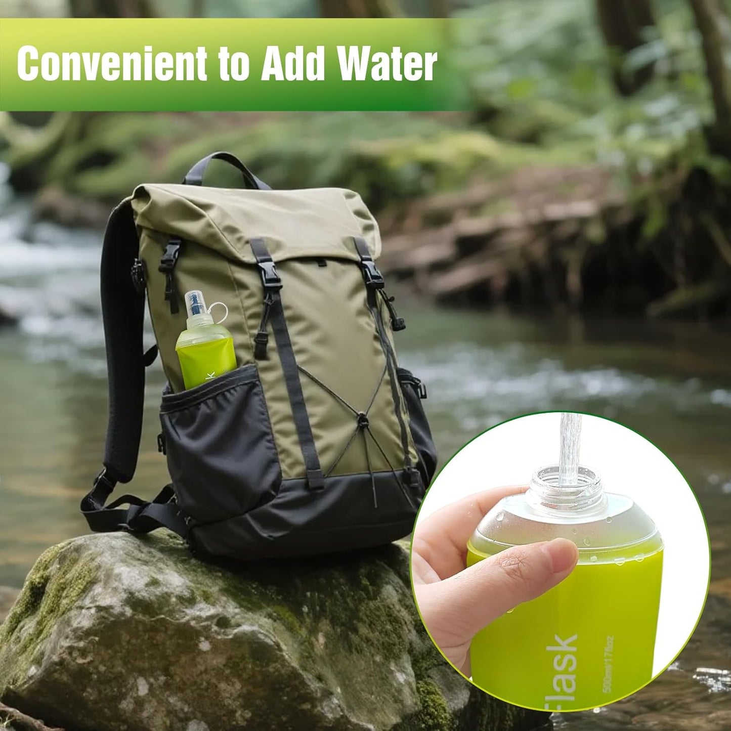 AXEN Soft Flask TPU Foldable Running Hydration Flask, Soft Collapsible Water Bottle for Hydration Pack Cycling Marathon Running Hiking