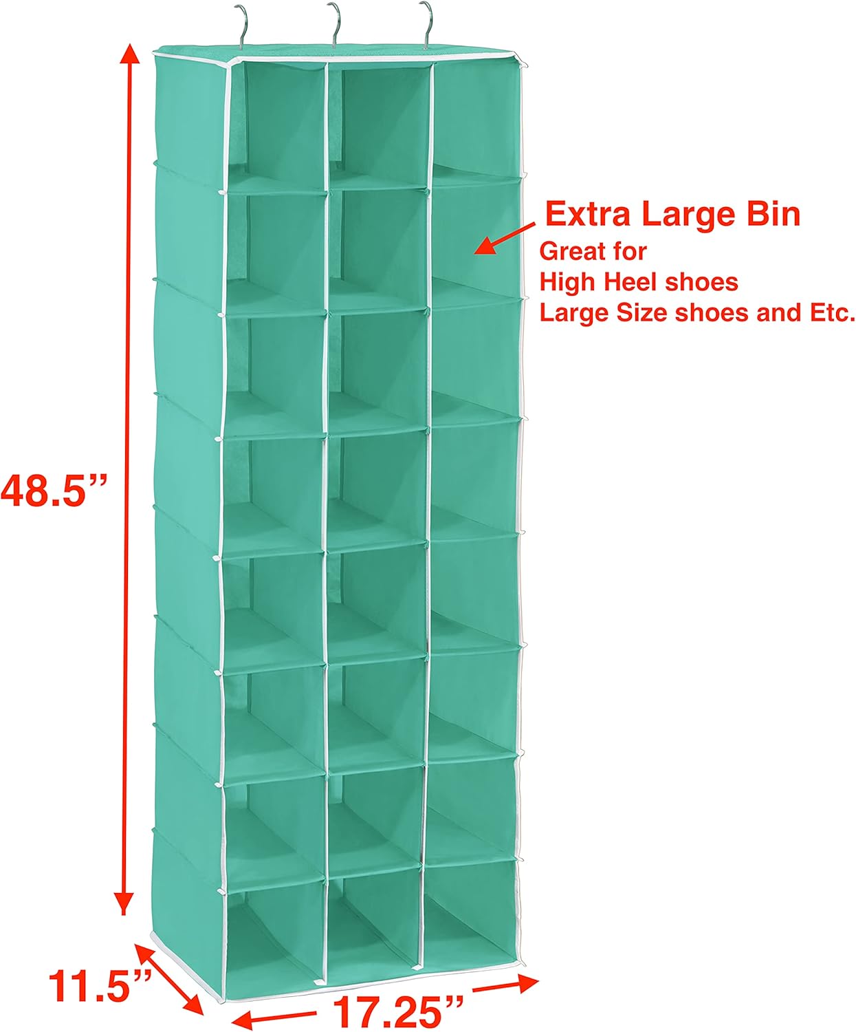 SIMPLE HOUSEWARE Hanging Closet Organizers 24 Section Shoe Shelves, Turquoise