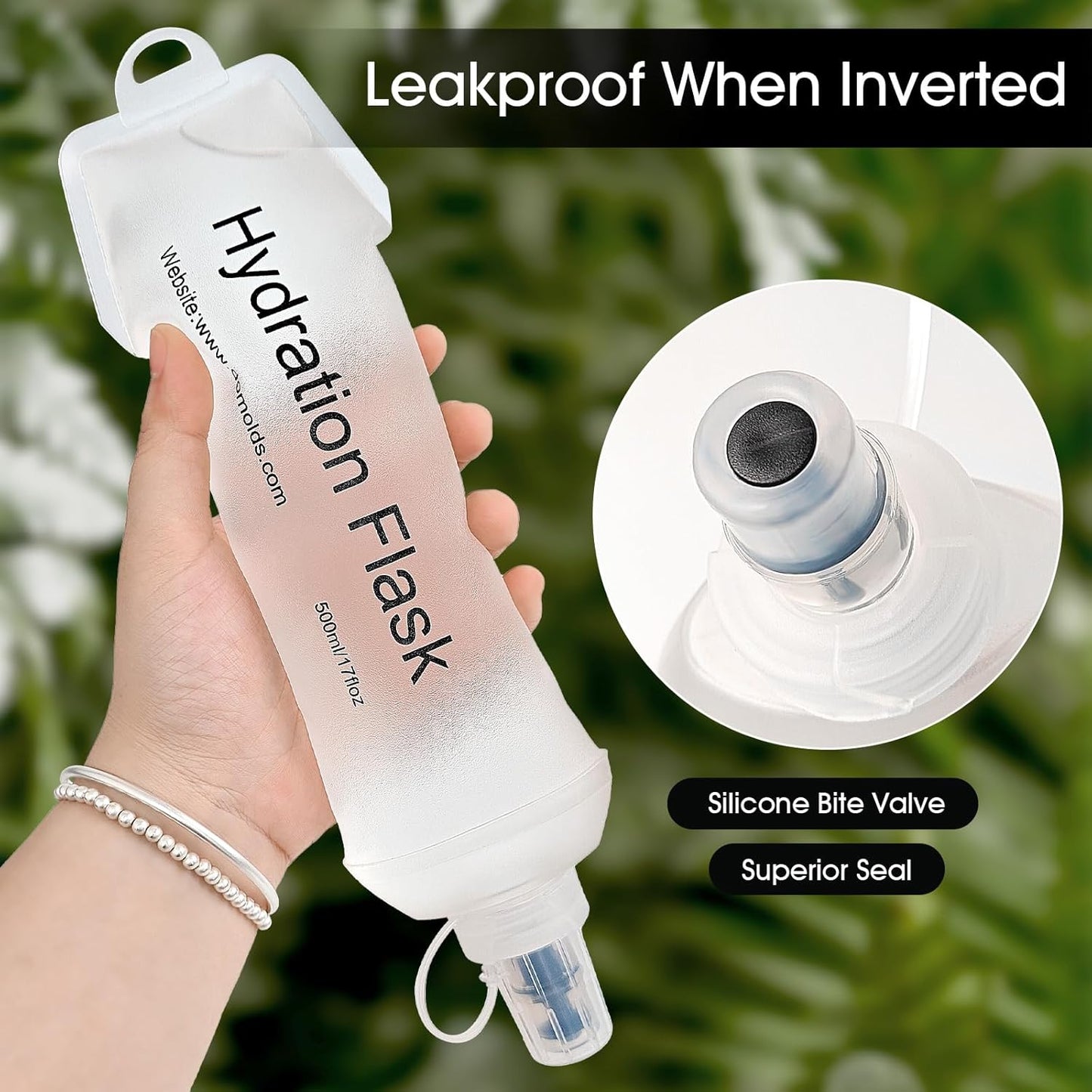 GYGYL Soft Flask, TPU Collapsible Soft Water Bottle for Hydration Pack, Running Vest, Leak-Proof Folding Water Bottle for Hiking Cycling Climbing Jogging-250ml White