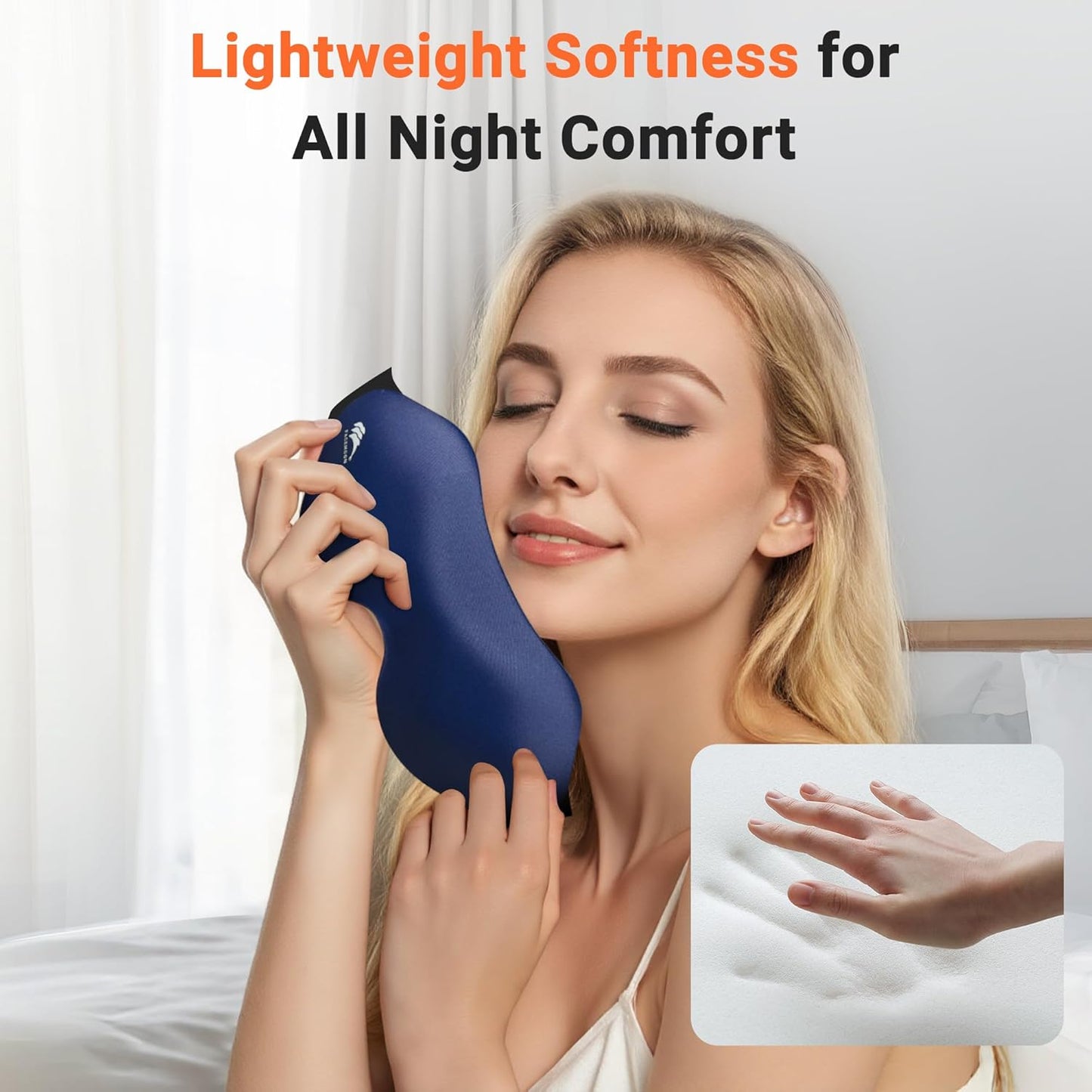 Eye Masks for Sleep Light Blocking: Lightweight 3D Contoured Eye Mask for Lash Extensions - Adjustable Strap Washable Zero Pressure - Perfect for Men Women Airplane Travel Yoga Meditation (Blue)