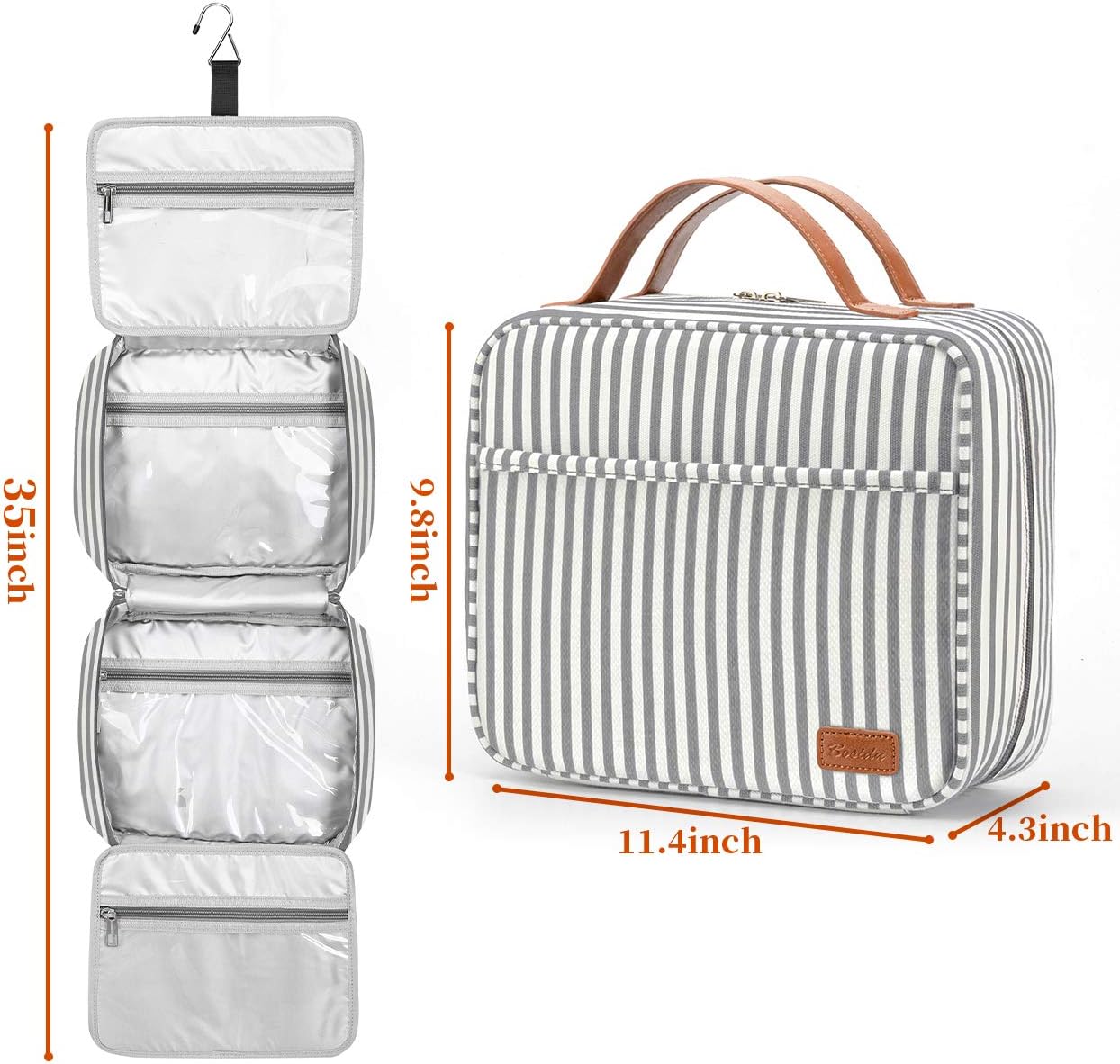 Hanging Travel Toiletry Bag,Large Capacity Cosmetic Travel Toiletry Organizer for Women with 4 Compartments & 1 Sturdy Hook,Perfect for Travel/Daily Use/Christmas