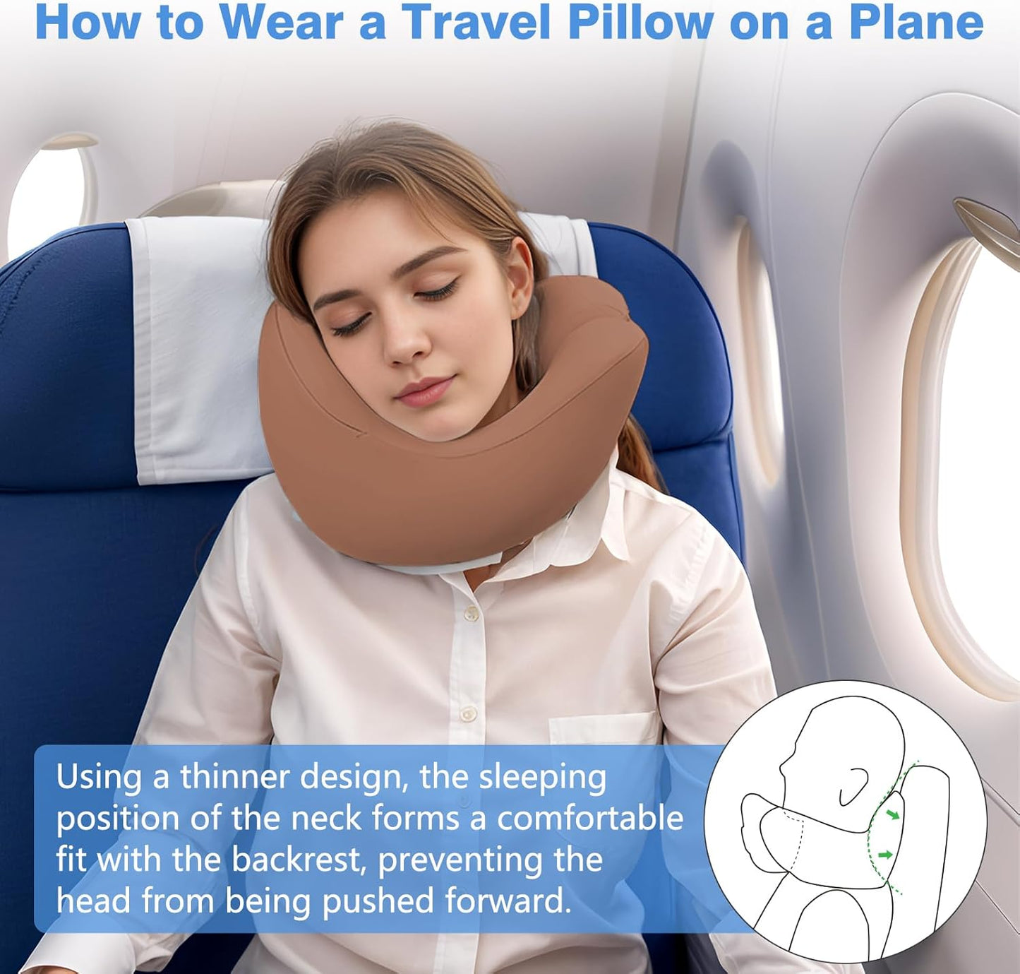 Travel Neck Pillow, Advanced Neck Support for International Flights, 3D Eye Masks, Ear Plugs and Storage Bag, Memory Foam U-Shaped Pillow for Travel, Sleep Rest, Trains, Road Trips