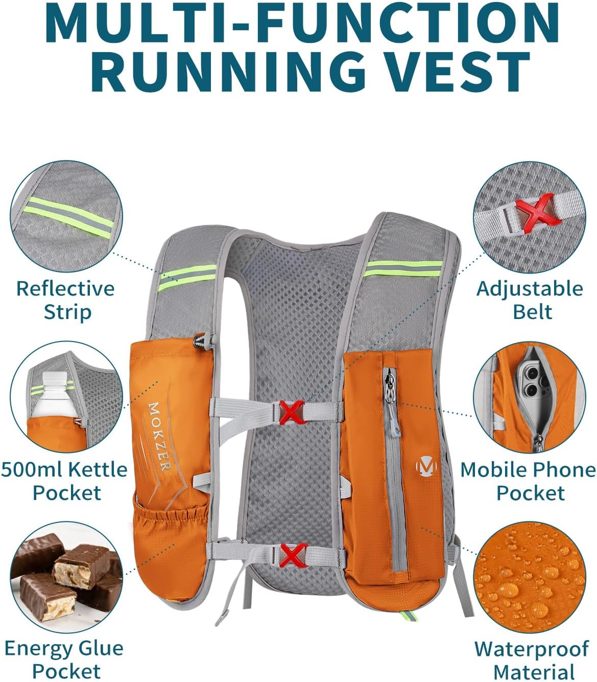 Running Hydration Vest with a 2L Water Bladder, Hydration Pack Lightweight Water Backpack for Running Hiking Cycling Marathon Trail for Men Women