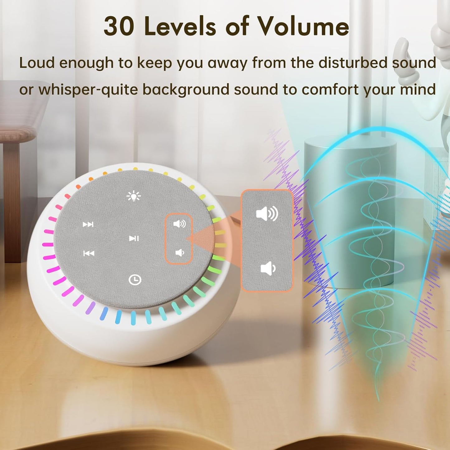 DreamSky Sound Machine for Sleep, White Noise for Sleeping Adults & Baby, Brown Noise Fan for Office Privacy & Noise Canceling, 26 Sounds & RGB Night Light, USB-C Powered for Home Travel