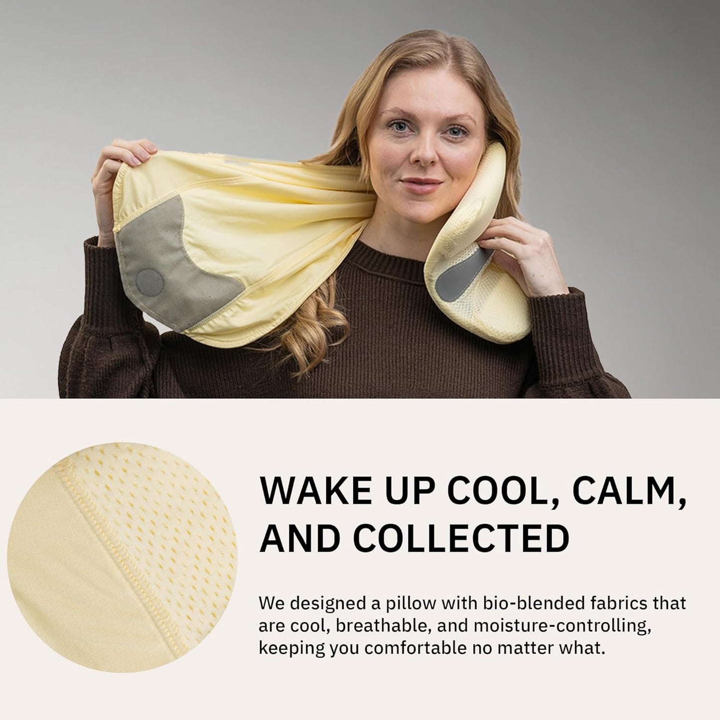 trtl Travel Pillow Cool for Neck Support - Cooling Plane Neck Pillow - with Breathable Fabric - Lightweight and Easy to Carry - Sorbet Yellow