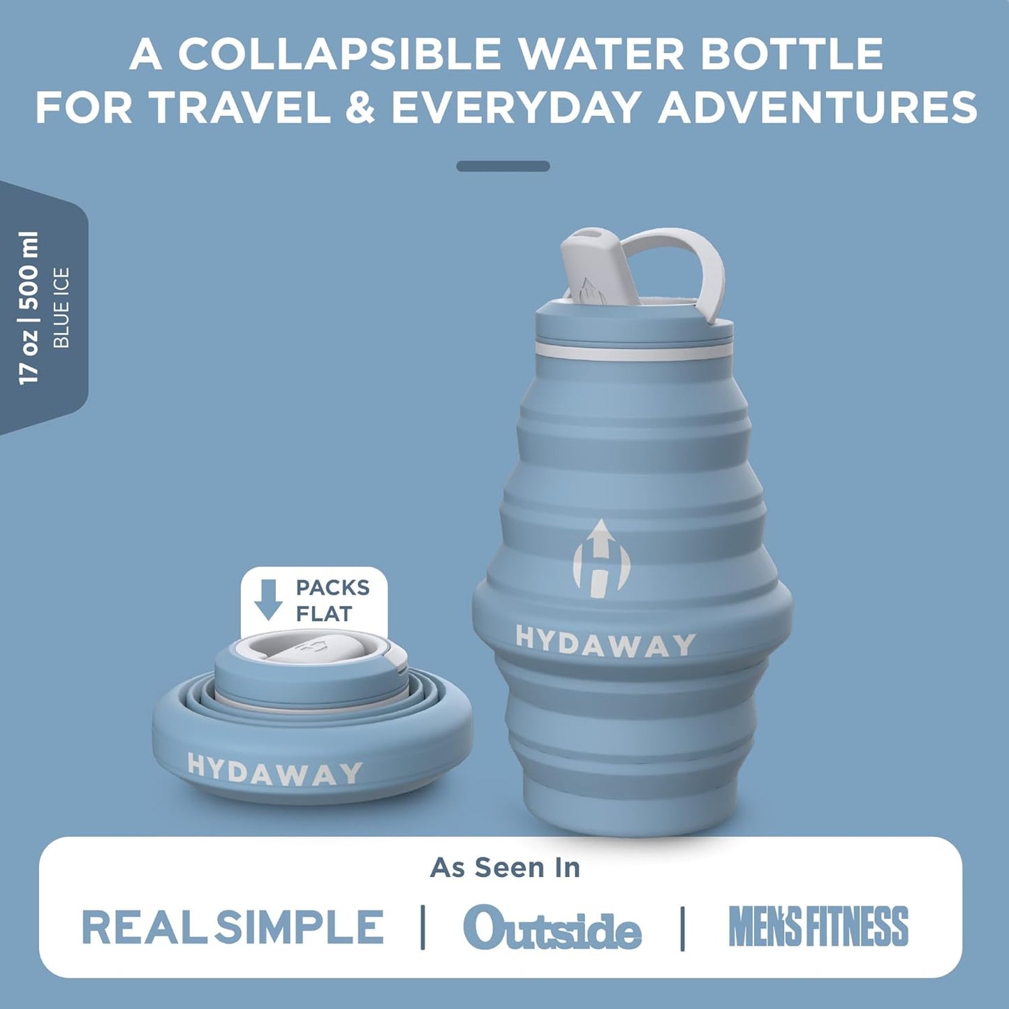 HYDAWAY 17oz Collapsible Water Bottle - BPA-Free, Leakproof, Lightweight, and Space-Saving - Perfect for Travel, Hiking, and Everyday Hydration