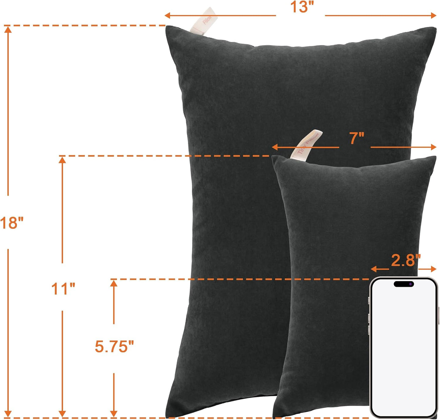 NTBAY Tiny Pillows, Down Alternative 7"x11" Microfiber Mini Pillow for Travel, Pets, Soft Machine Washable Small Pillows for Neck, Wrist, Lumbar and Knee, Black