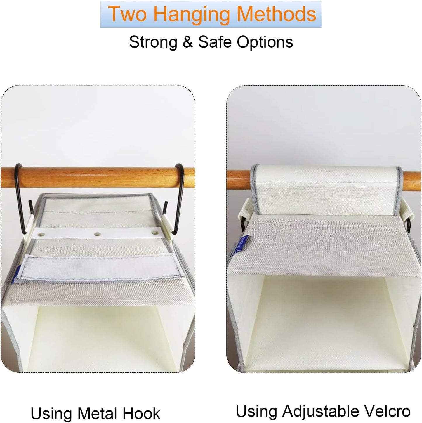 Large-Sized Hanging Shoe Organizer 8-Shelf, Hanging Closet Organizer with 8 Side Pockets, Wider Hanging Shelves for Storage Shoes Clothes 9" W × 11.8" D× 48" H, Beige.