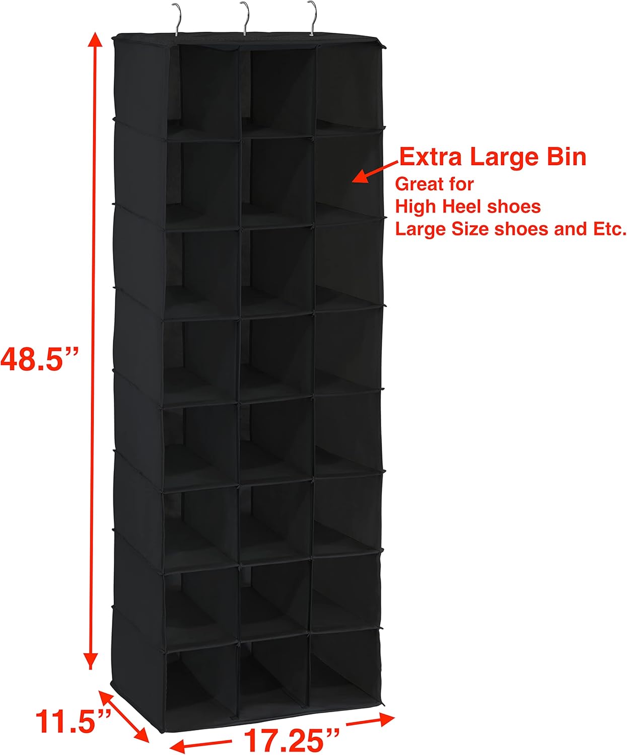 SIMPLE HOUSEWARE Hanging Closet Organizers 24 Section Shoe Shelves, Black
