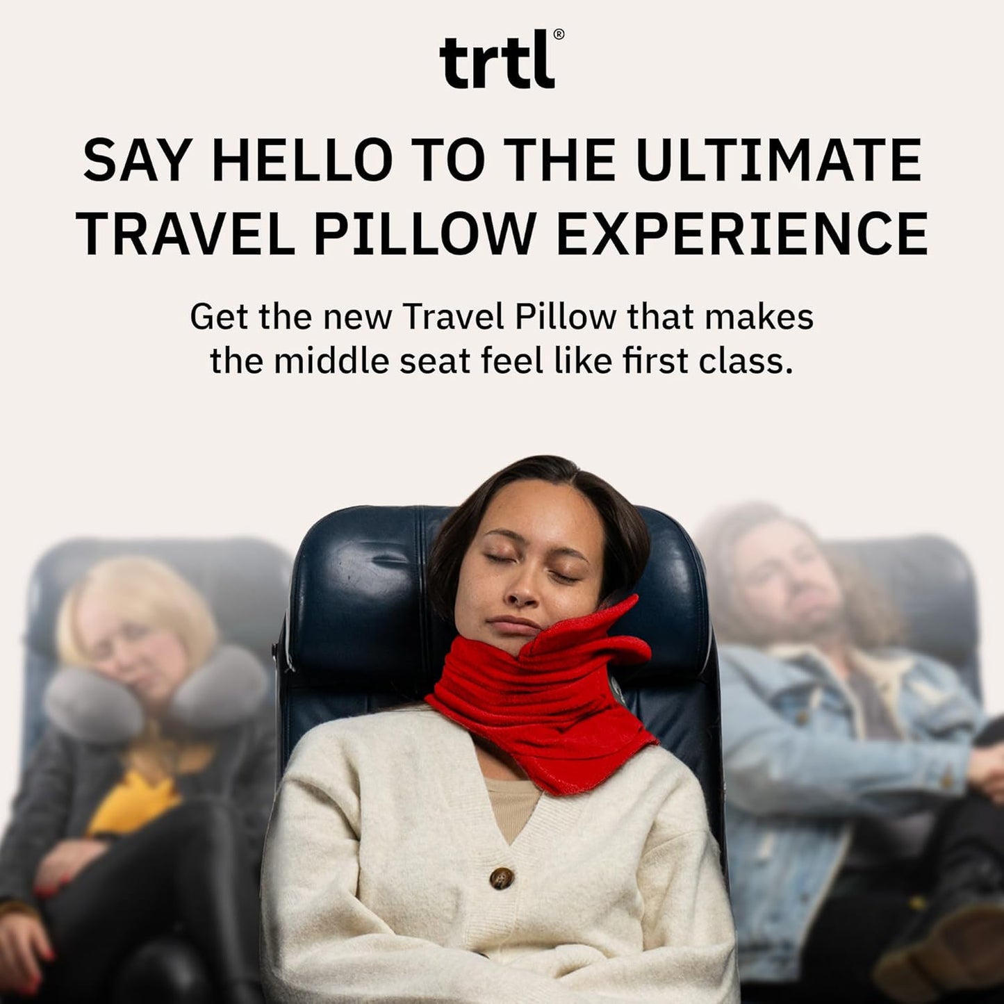 trtl Pillow - Scientifically Proven Super Soft Neck Support Travel Pillow - Machine Washable - Red
