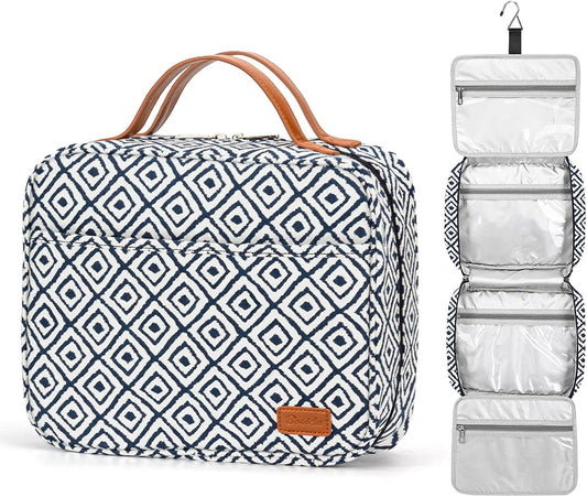 Hanging Travel Toiletry Bag,Large Capacity Cosmetic Travel Toiletry Organizer for Women with 4 Compartments & 1 Sturdy Hook,Perfect for Travel/Daily Use/Christmas