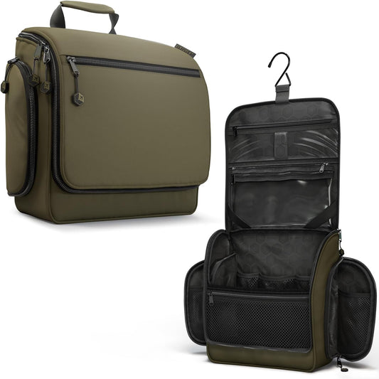 VENTURE 4TH Hanging Travel Toiletry Bag for Women & Men - Travel Organizer with Expandable Compartments & Removable Clear Pouch for Toiletries (Dark Green)