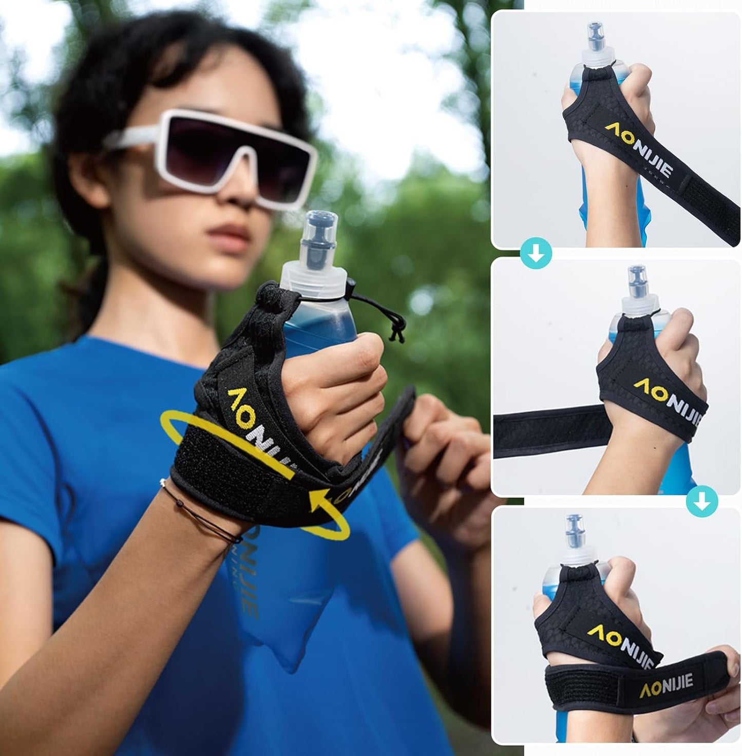 TRIWONDER Running Handheld Water Bottle 17.6oz BPA-Free Hydration Bottle for Running, Marathons & Walking