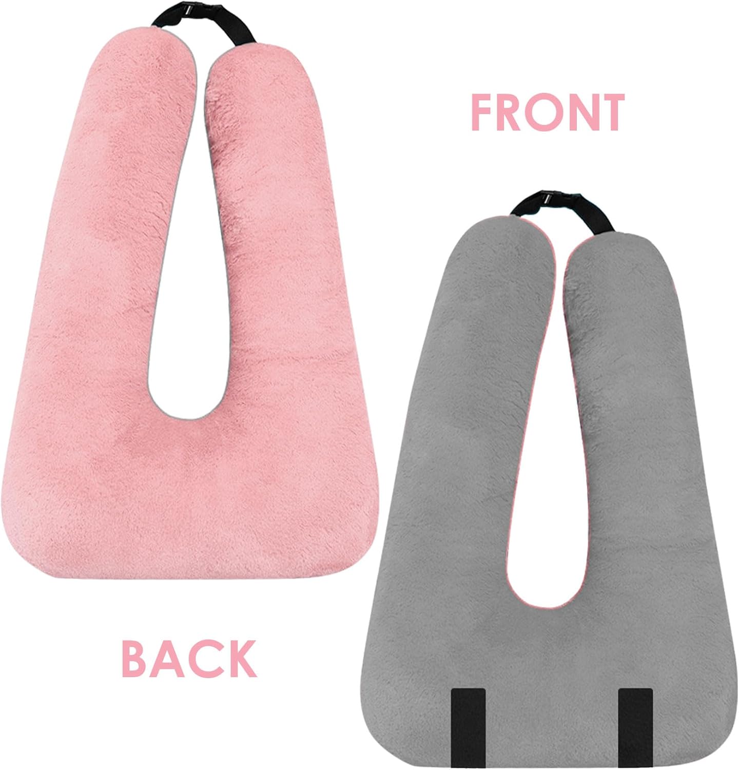 Travel Pillow, Travel Pillow for Kids, Sleeper Hold Pillow Travel, Removable U-Shaped Pillow for Adults and Children to Support Head and Body in The Back Seat of Long Car Trips (Pink and Gray)