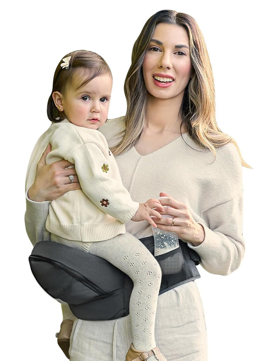 Baby Hip Seat Carrier, GROWNSY Ergonomic Hip Seat Baby Carrier with Multiple Pockets, Adjustable Extended Waistband for Newborns & Toddlers up to 50 lbs, Grey