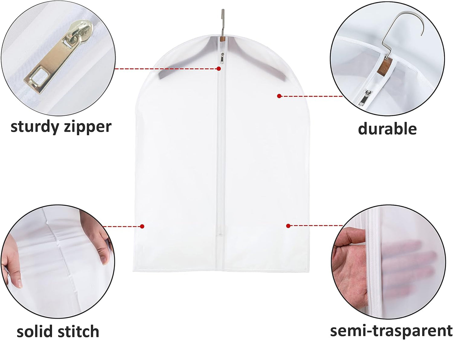 Clear Garment Bags Clothes Covers Protecting Dusts (Set of 12) for Storage Plastic Garment Bags Hanging Clothes Bags Dress Bag with Full Zipper for Closet Storage - 24'' x 32''/12 Pack