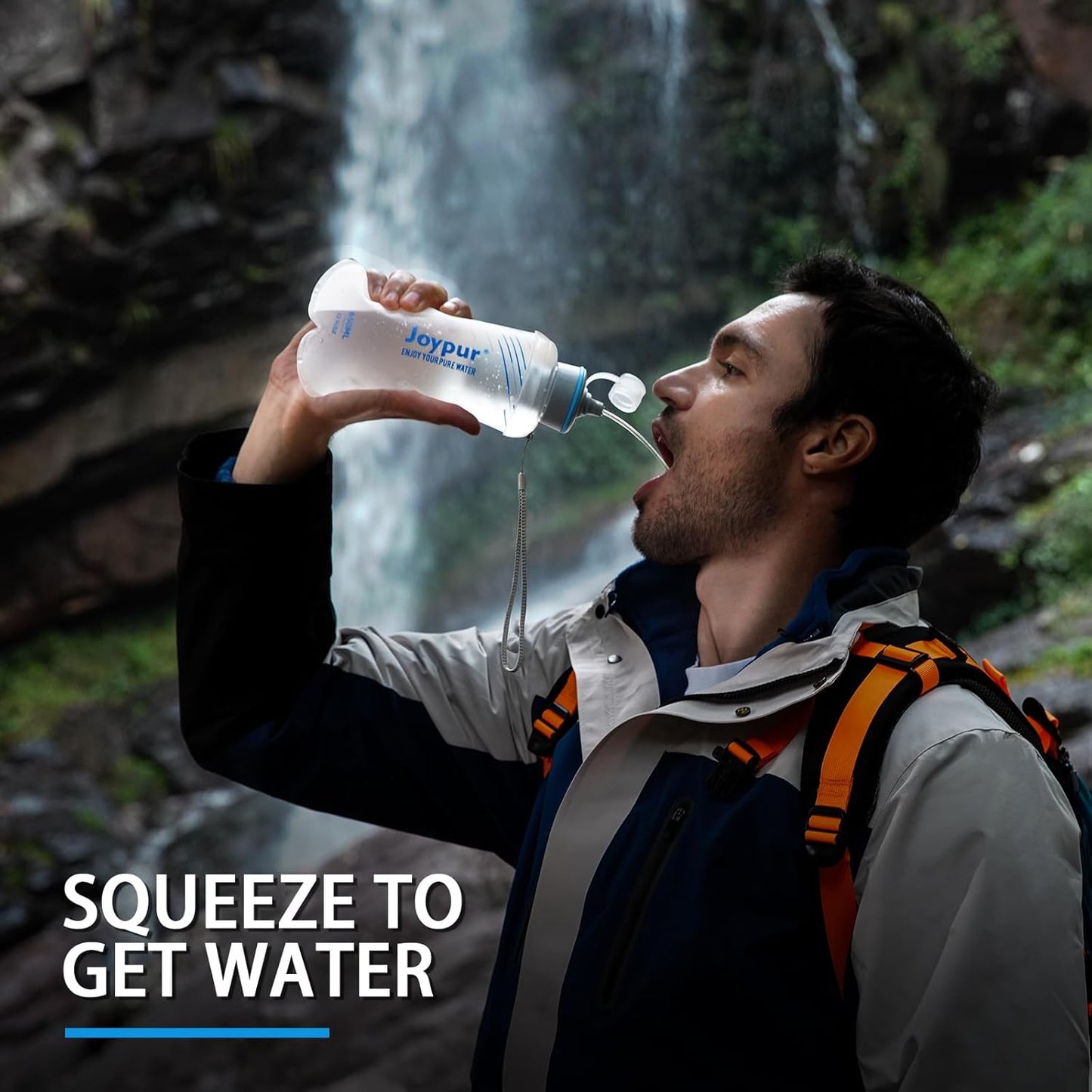 Water Filter Bottle Survival - 650/1000/2000ml Collapsible Water Bottle with NSF/FDA Certification with Filter Squeeze Water Filter Bottle Portable Water Filter Hiking Backpacking Camping