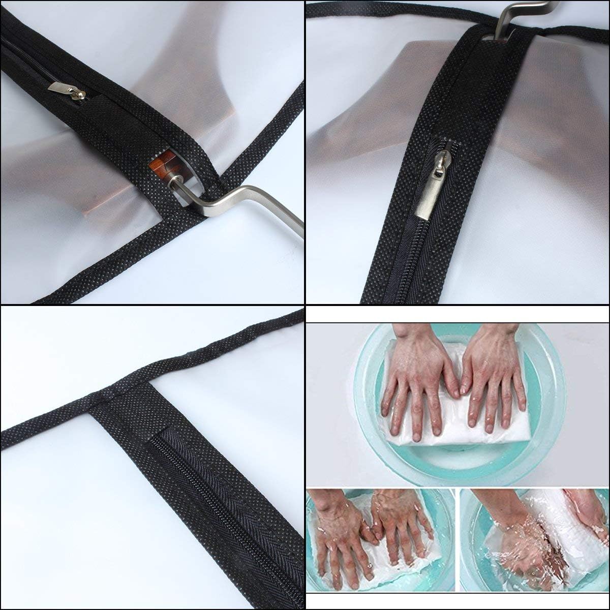 Garment Bags for Hanging Clothes (Set of 6) Black Side Breathable Garment Bag Clothes Cover Clear Full Zipper Bags for Suit Clothes Storage (24'' x 48'', Black)