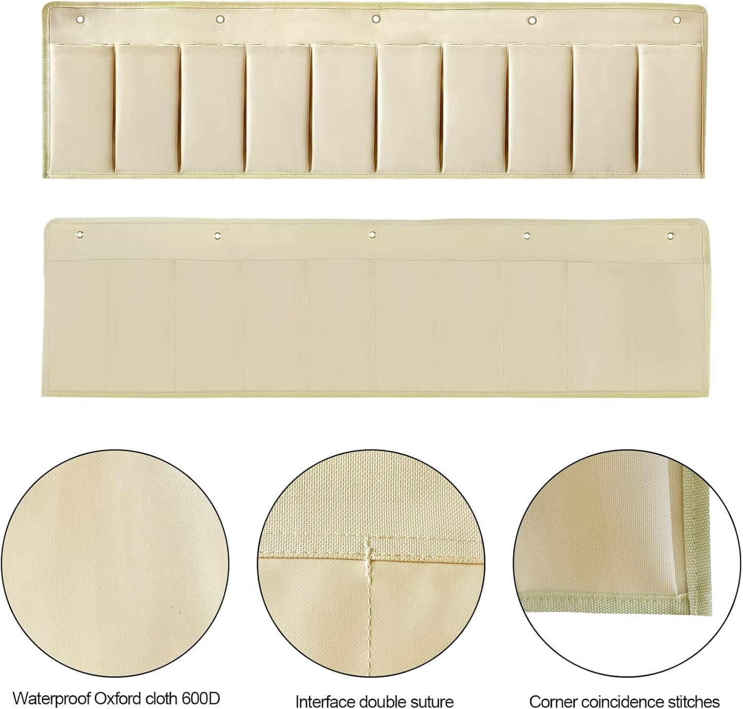 RV Shoe Pockets 10 Pockets Heavy Hanging Bedside Storage Organizer with Sturdy Hooks Storage Pockets Hangs on bed for Shoes Toys and Tool Accessories