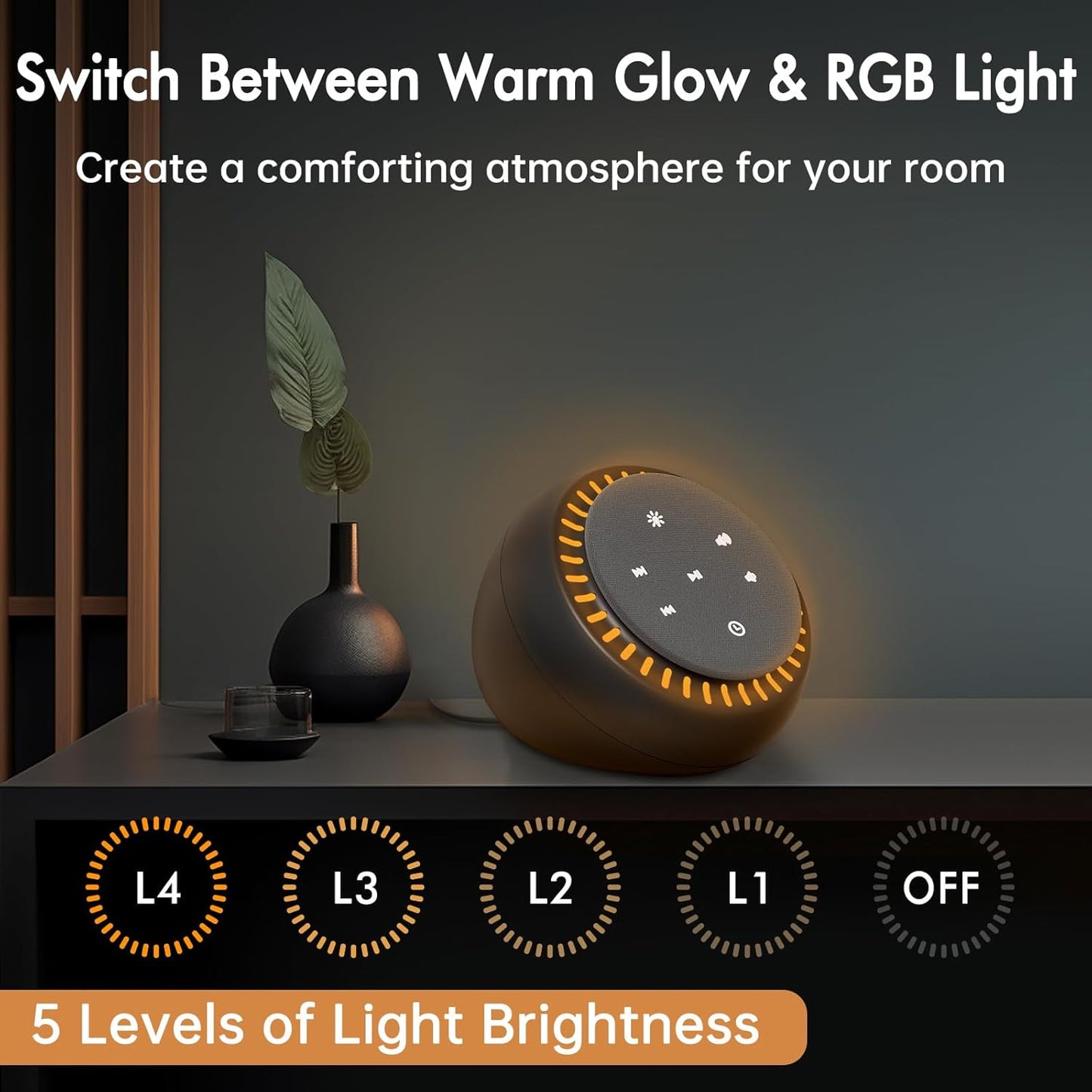 DreamSky Sound Machine for Sleep, White Noise for Sleeping Adults & Baby, Brown Noise Fan for Office Privacy & Noise Canceling, 26 Sounds & RGB Night Light, USB-C Powered for Home Travel