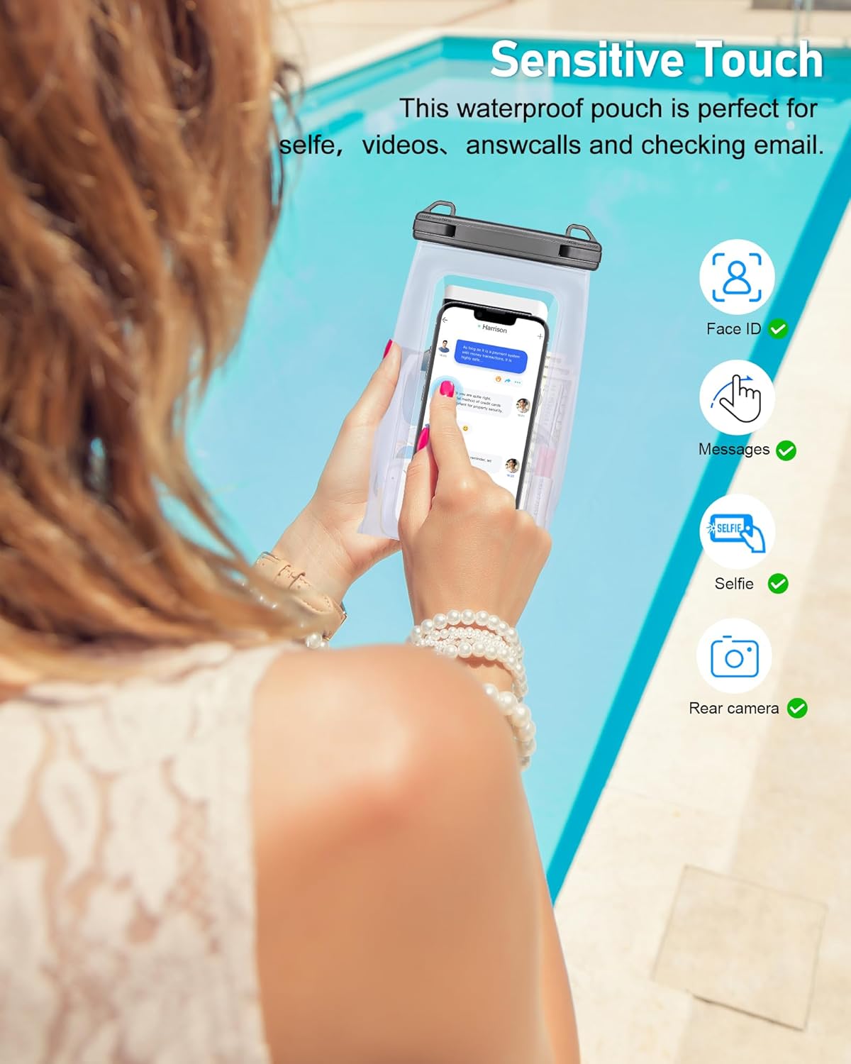 Large Waterproof Phone Pouch Universal Phone Waterproof Case for iPhone 15 14 13 12 Pro Max Galaxy S22 S21 IPX8 Water Proof Dry Bag with Wide Lanyard Large Capacity Waterproof Bag for Swimming