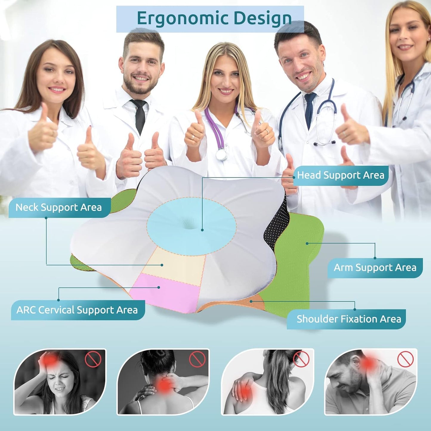 DONAMA Cervical Pillow for Neck Pain Relief,Contour Memory Foam Pillow,Ergonomic Orthopedic Neck Support Pillows for Side,Back and Stomach Sleepers with Breathable Pillowcase-Black