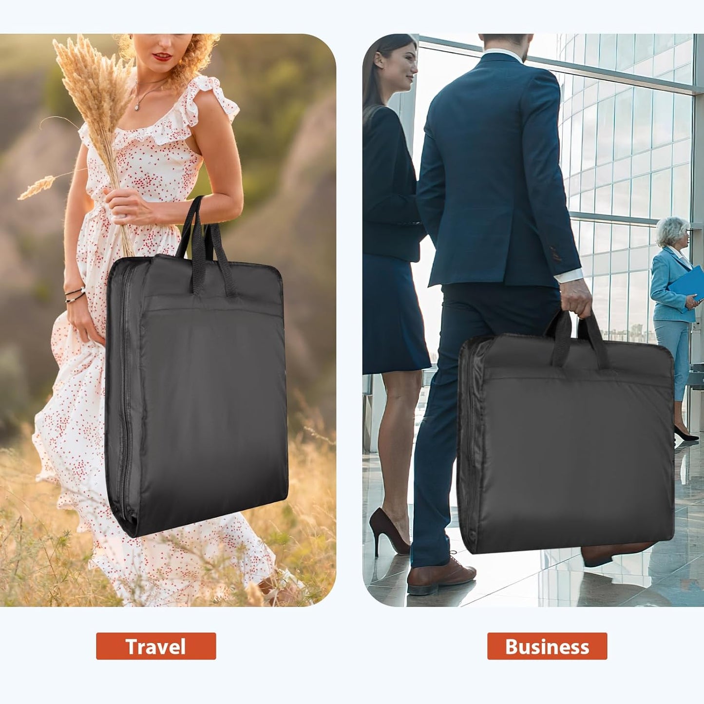 Univivi 60 '' Foldable Extra Long Dress Garment Bag, Premium Breathable & Tear-resistant Hanging Dress Cover for Travel and Closet Storage with Mesh Shoe Pocket and 2 Carry Handles