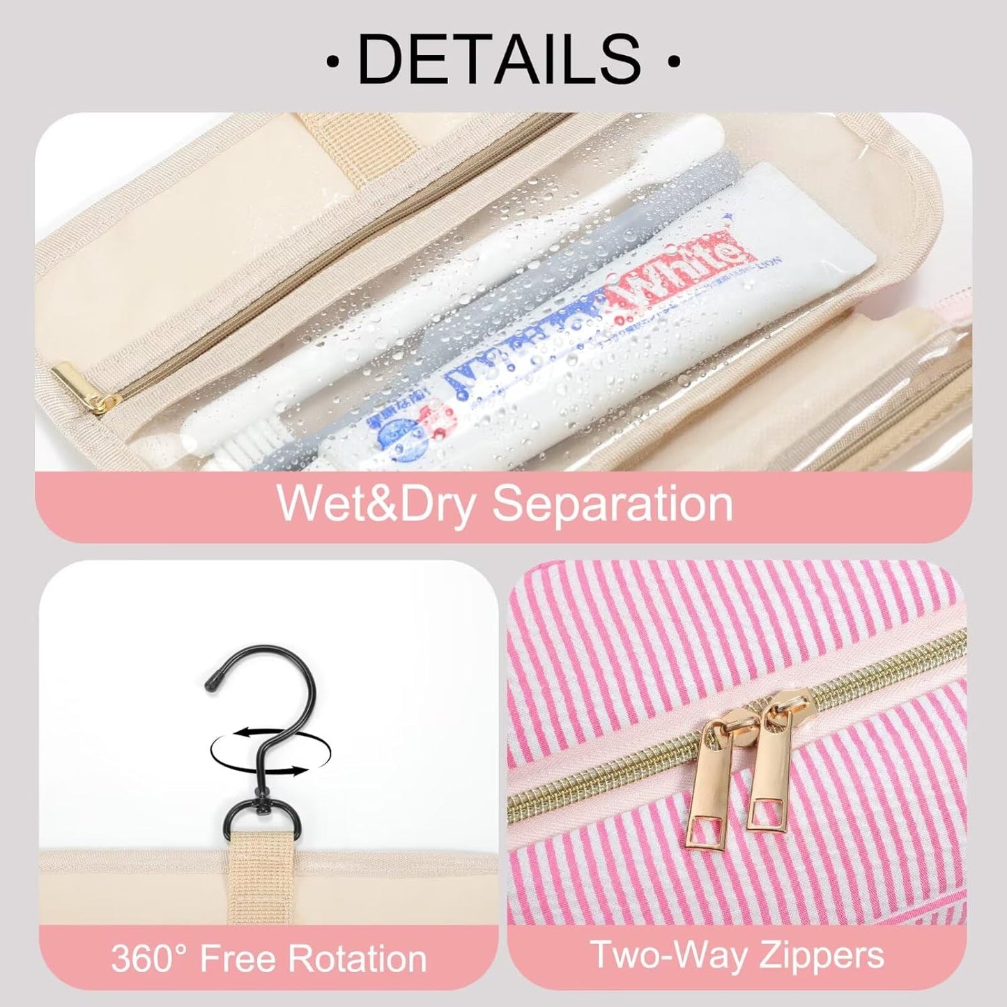 TOPEAST Hanging Toiletry Bag for Women - Travel Toiletry Bag Makeup Bag, Portable Toiletries Cosmetic Bag, Airplane Travel Essentials - Letter P, Purple