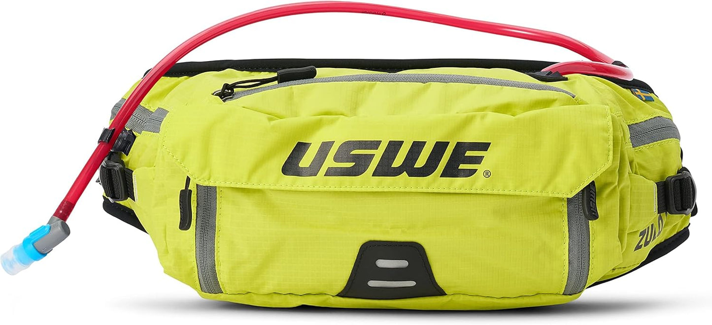 USWE Zulo Hydration Hip Pack - with Organizer and Side Pockets, Bounce Free Hip Belt (Crazy Yellow, 6L)