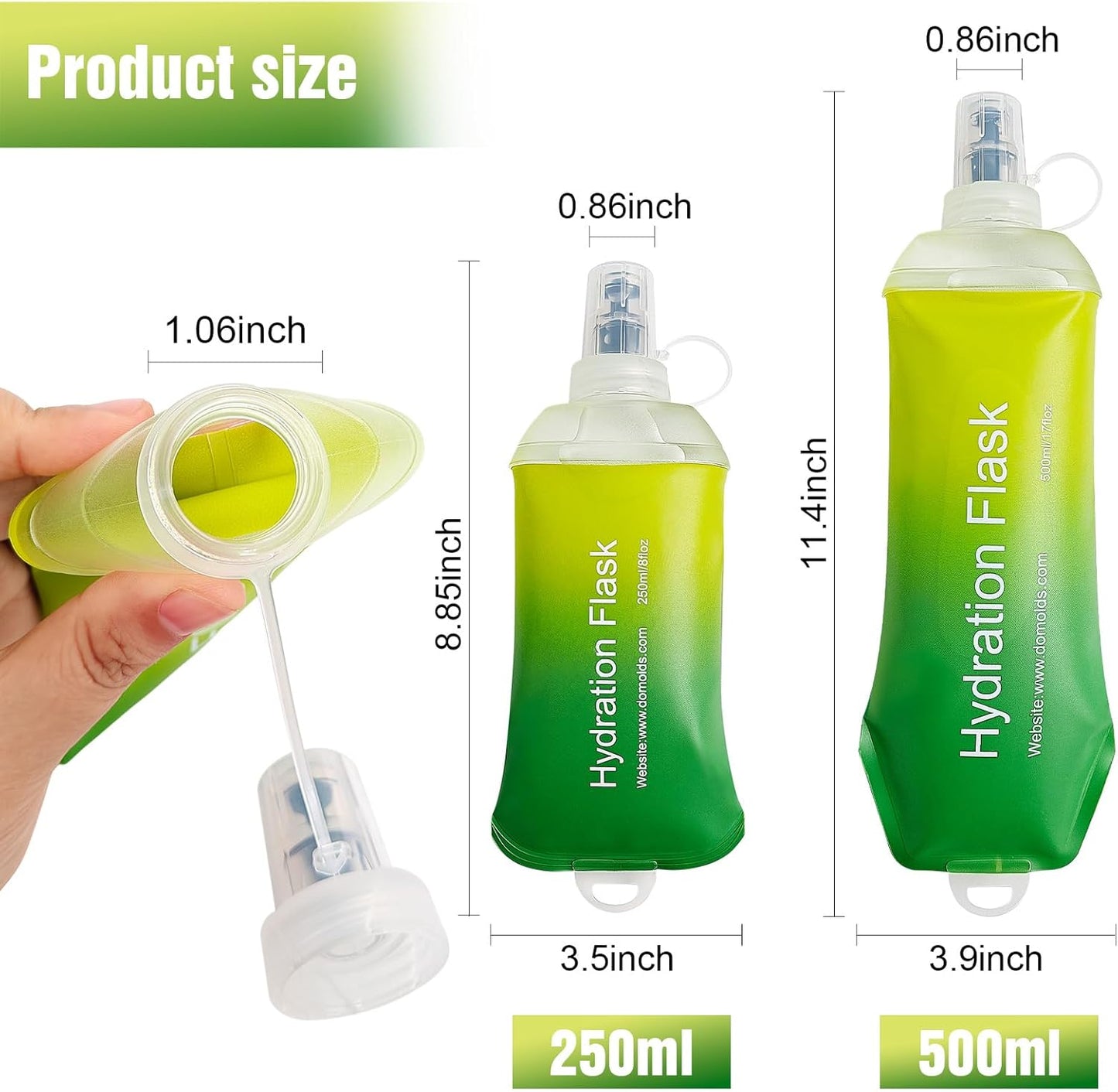 AXEN Soft Flask TPU Foldable Running Hydration Flask, Soft Collapsible Water Bottle for Hydration Pack Cycling Marathon Running Hiking