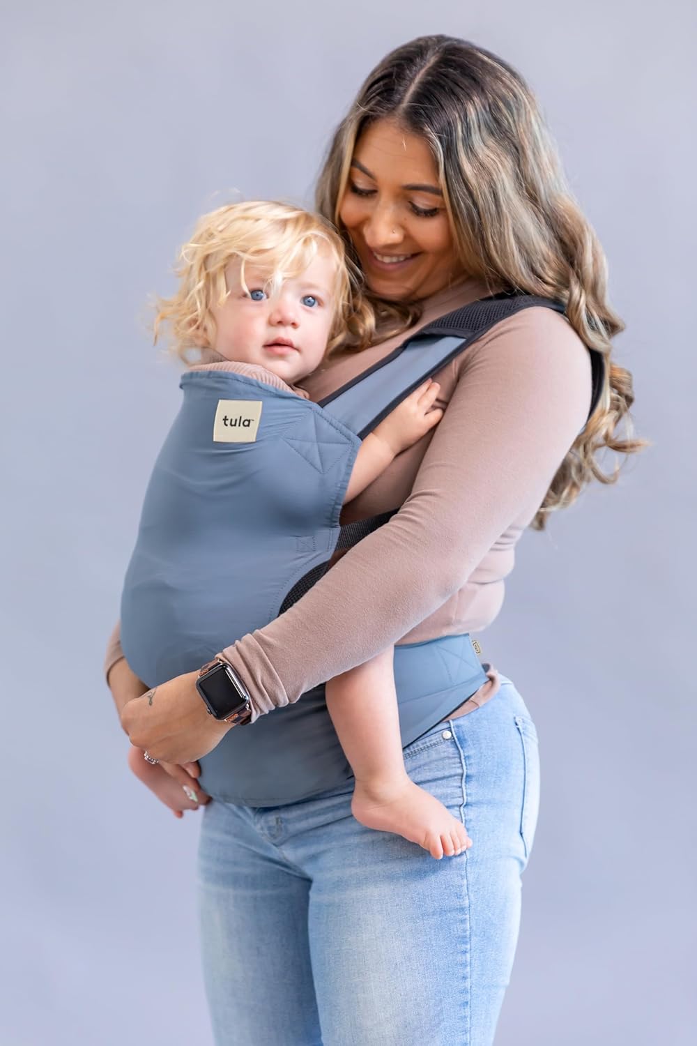Baby Tula Lite Ripstop Nylon Compact Baby Carrier, Lightweight and Ergonomic Carrier for Travel w/Convenient Storage Hip Pouch, Multiple Carrying Positions for Babies 12lbs to 30lbs - Slate (Blue)