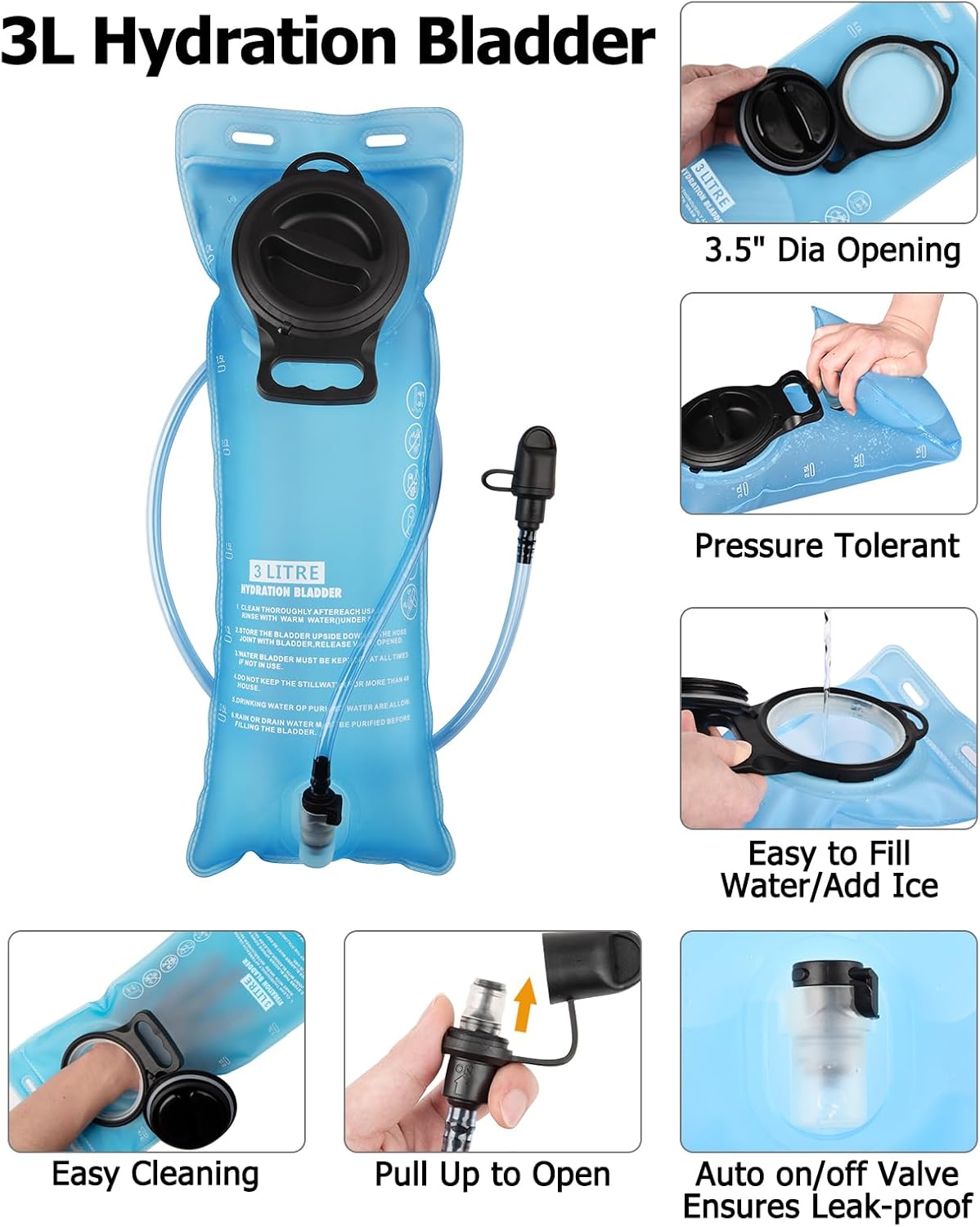 NOOLA Hydration Backpack with 3L Water Bladder, 22L Water Backpack for Hiking Cycling Running Biking, Lightweight Hiking Pack