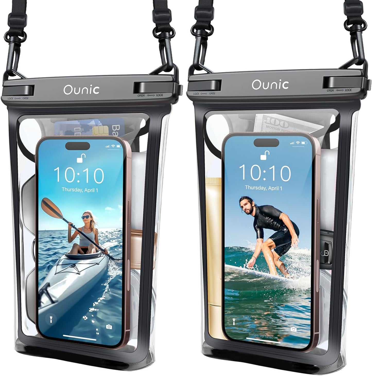 Large Waterproof Phone Pouch, Floating Waterproof Pouch for iPhone 16 15 14 13 12 Pro Max Galaxy S25 S24 S23, Adjustable Lanyard, IPX8 Waterproof Bag for Beach Cruise Swimming Rafting Boating