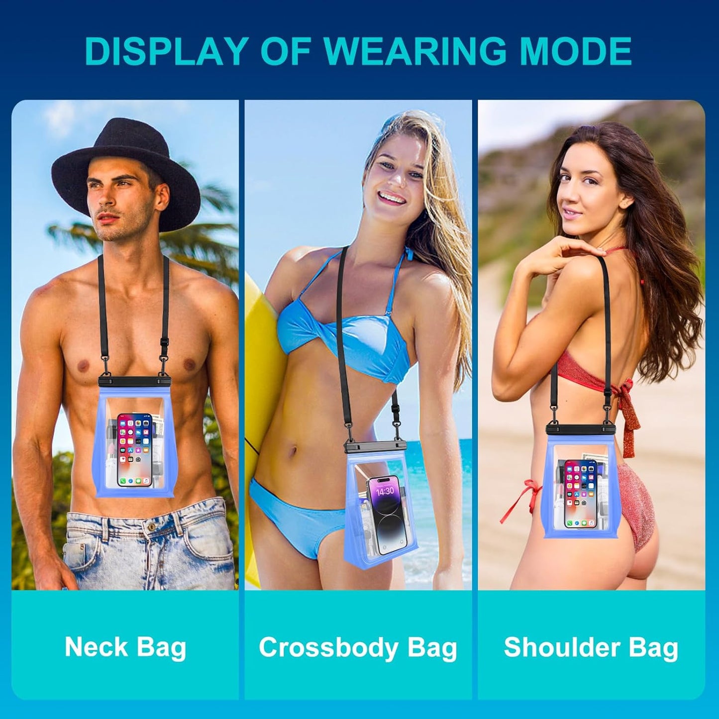 Large Waterproof Phone Pouch Floating, Waterproof Phone Case for iPhone 14 15 Pro Max 13 Plus 12 11 Samsung S23 Ultra S22 up to 8.5'', IPX8 Water Proof Phone Dry Bag for Swimming Kayaking Vacation