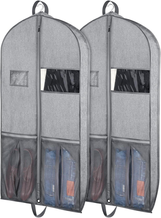 Zilink Heavy Duty Garment Bags for Travel 43”Suit Bags for Hanging Clothes Waterproof Gusseted Suit Cover Bags for Closet Storage with Handles for Suits Coats Jackets Dresses, Set of 2