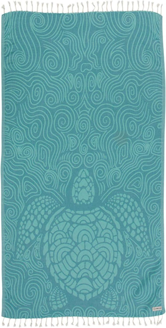 Sand Cloud Turkish Beach Towel - Sand Free - 100% Organic Turkish Cotton Yarn - Quick Dry Towel for Beach, Picnic, Blanket or Bath Towel - As Seen on Shark Tank - Marine Life (Swirl Turtle)