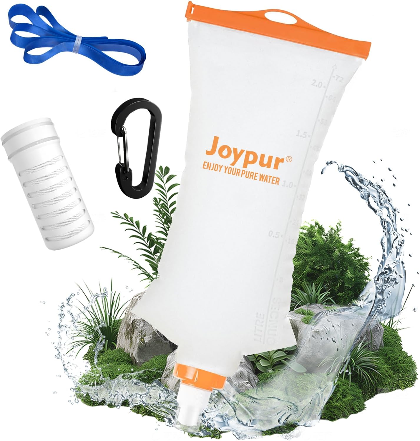 Water Filter Bottle Survival - 650/1000/2000ml Collapsible Water Bottle with NSF/FDA Certification with Filter Squeeze Water Filter Bottle Portable Water Filter Hiking Backpacking Camping