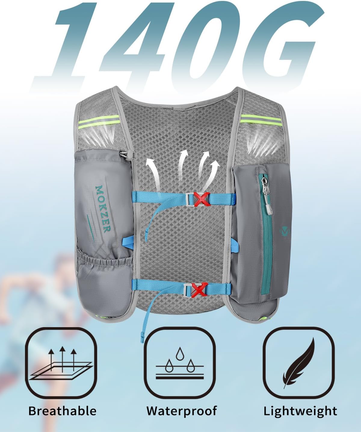 Running Hydration Vest with a 2L Water Bladder, Hydration Pack Lightweight Water Backpack for Running Hiking Cycling Marathon Trail for Men Women